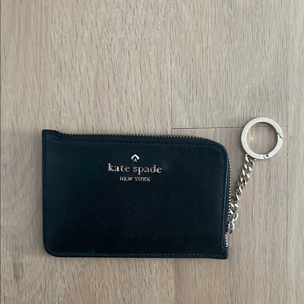 Kate Spade Black Small Hand Wallet with Gold Chain